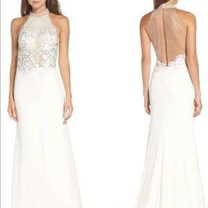 Tadashi Shoji White Halter Bridal Dress